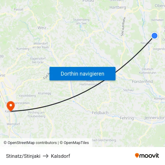 Stinatz/Stinjaki to Kalsdorf map
