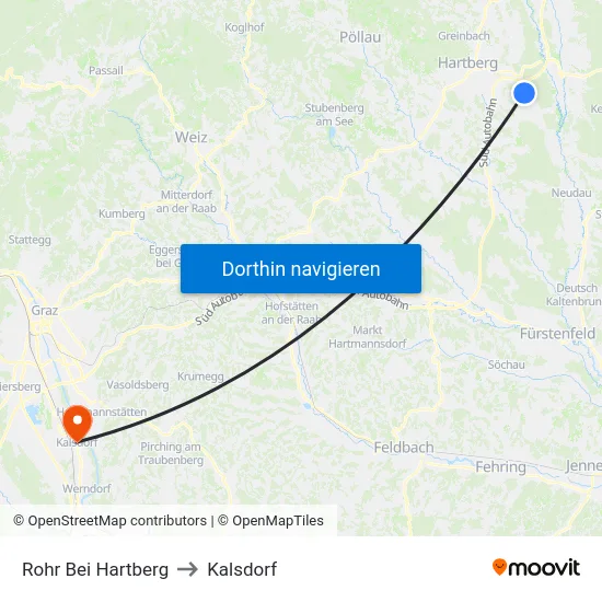 Rohr Bei Hartberg to Kalsdorf map