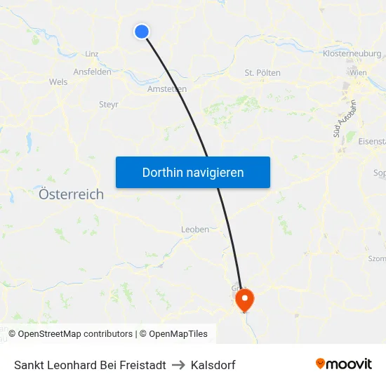 Sankt Leonhard Bei Freistadt to Kalsdorf map