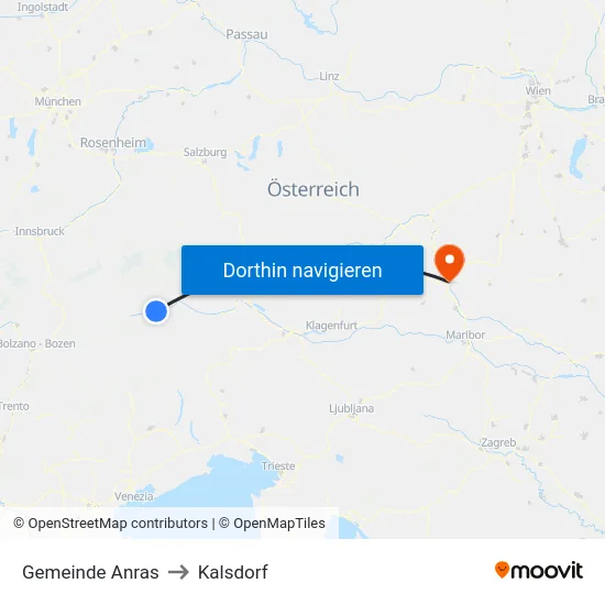 Gemeinde Anras to Kalsdorf map