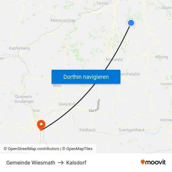 Gemeinde Wiesmath to Kalsdorf map
