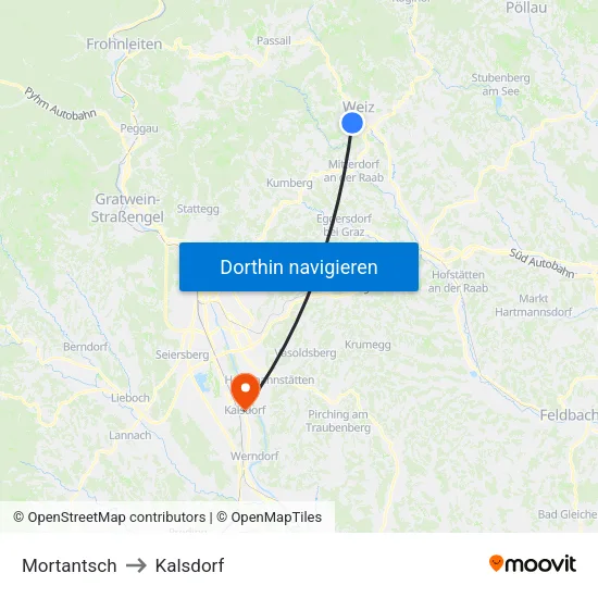 Mortantsch to Kalsdorf map