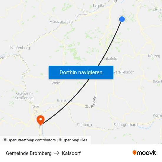 Gemeinde Bromberg to Kalsdorf map
