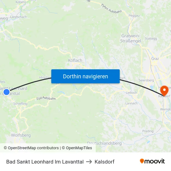 Bad Sankt Leonhard Im Lavanttal to Kalsdorf map