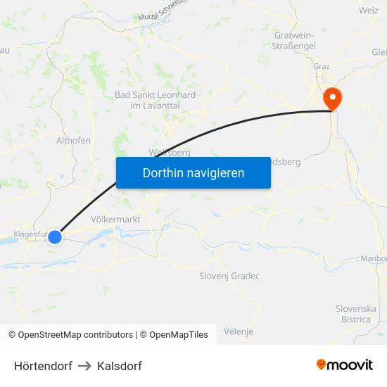 Hörtendorf to Kalsdorf map