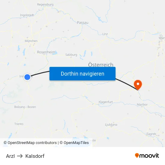Arzl to Kalsdorf map