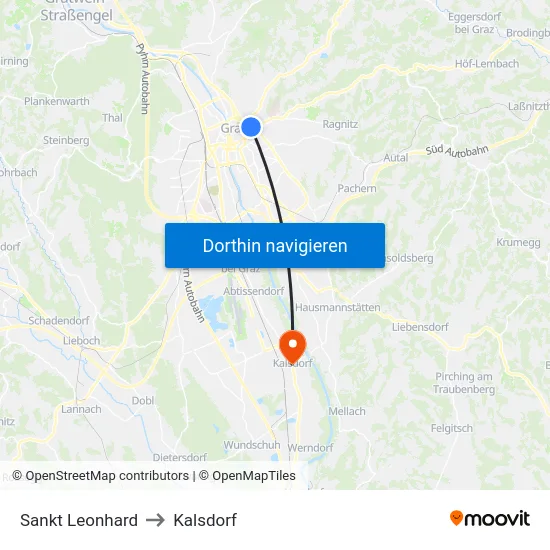 Sankt Leonhard to Kalsdorf map
