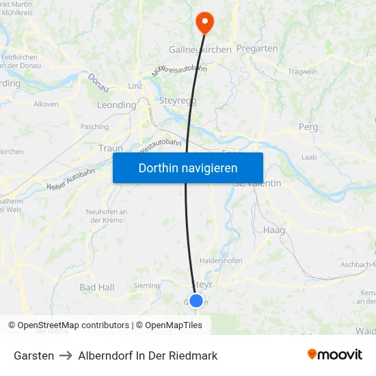 Garsten to Alberndorf In Der Riedmark map