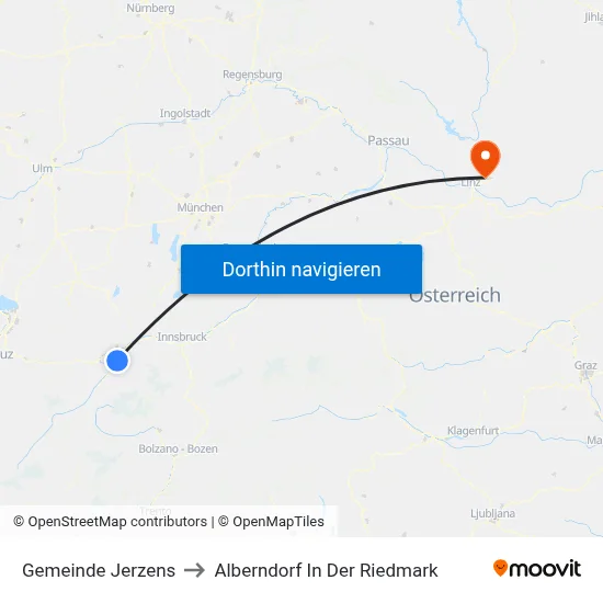 Gemeinde Jerzens to Alberndorf In Der Riedmark map