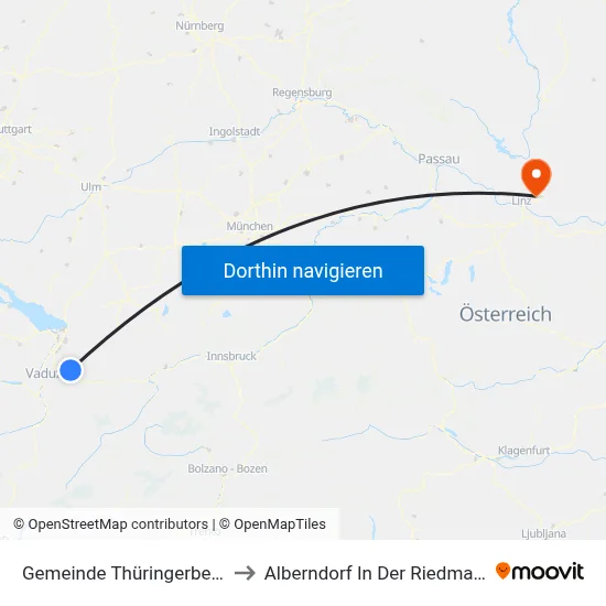 Gemeinde Thüringerberg to Alberndorf In Der Riedmark map