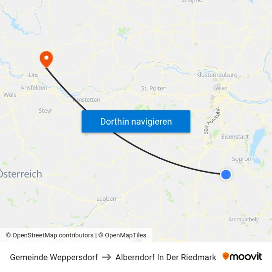 Gemeinde Weppersdorf to Alberndorf In Der Riedmark map