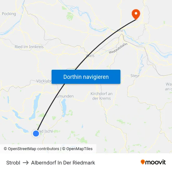 Strobl to Alberndorf In Der Riedmark map