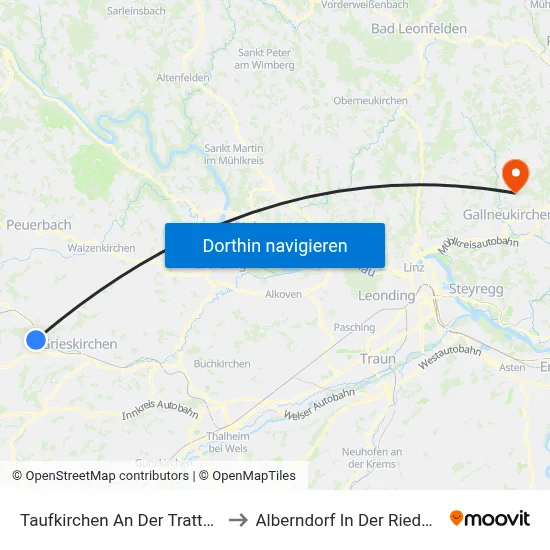 Taufkirchen An Der Trattnach to Alberndorf In Der Riedmark map