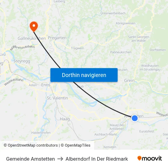 Gemeinde Amstetten to Alberndorf In Der Riedmark map