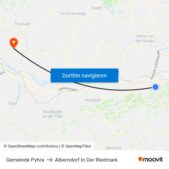 Gemeinde Pyhra to Alberndorf In Der Riedmark map
