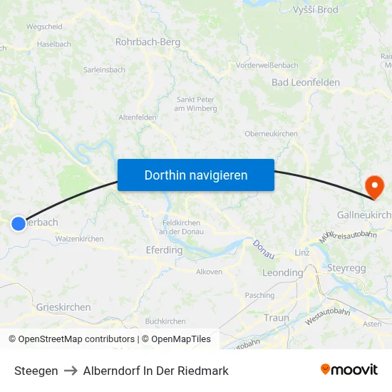 Steegen to Alberndorf In Der Riedmark map