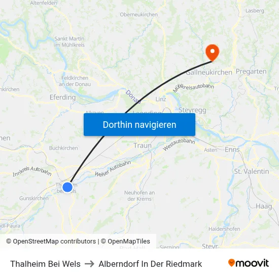 Thalheim Bei Wels to Alberndorf In Der Riedmark map