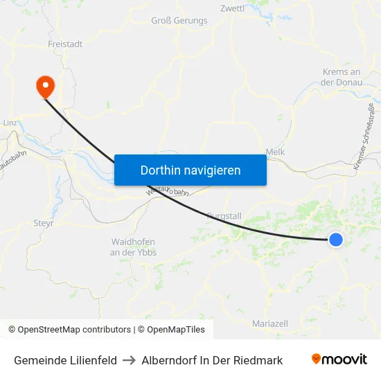 Gemeinde Lilienfeld to Alberndorf In Der Riedmark map