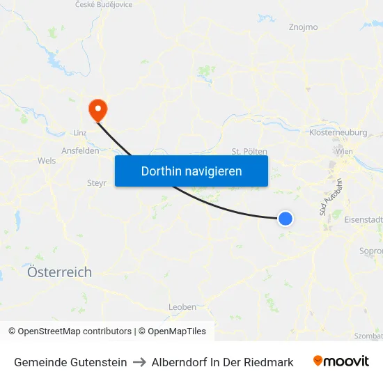 Gemeinde Gutenstein to Alberndorf In Der Riedmark map