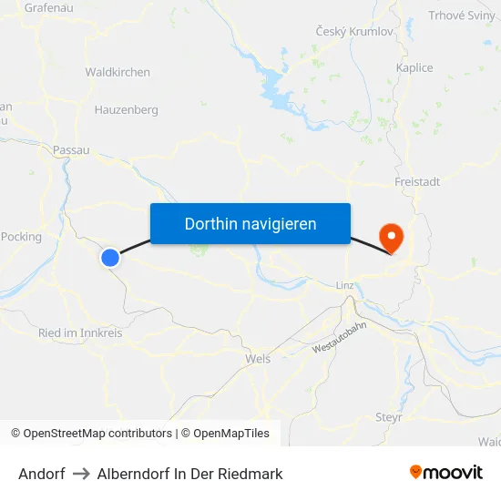 Andorf to Alberndorf In Der Riedmark map