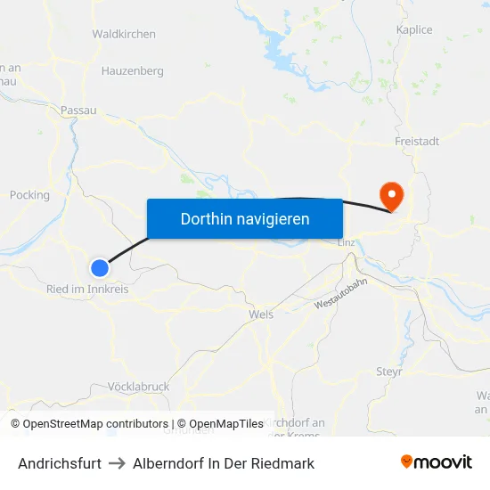 Andrichsfurt to Alberndorf In Der Riedmark map