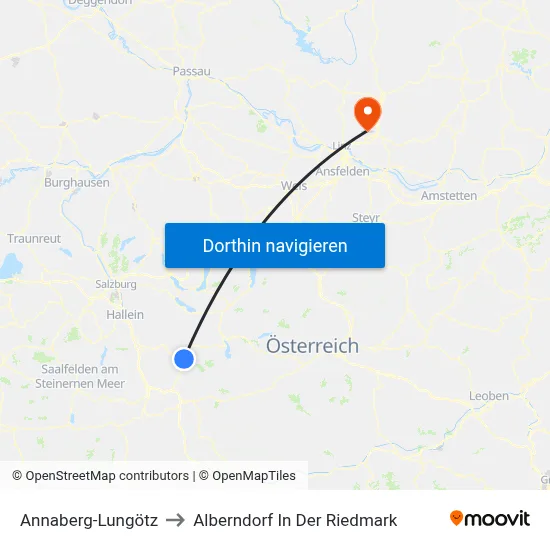 Annaberg-Lungötz to Alberndorf In Der Riedmark map
