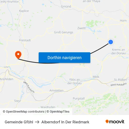 Gemeinde Gföhl to Alberndorf In Der Riedmark map