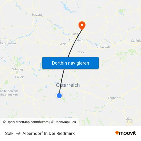 Sölk to Alberndorf In Der Riedmark map