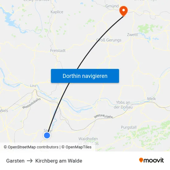 Garsten to Kirchberg am Walde map