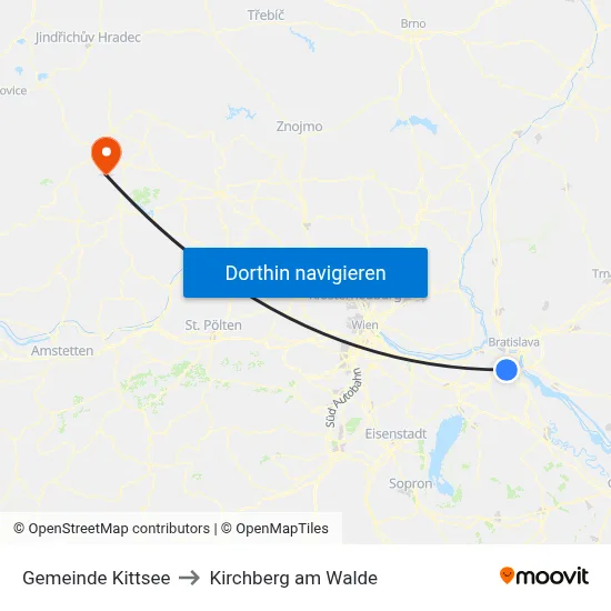 Gemeinde Kittsee to Kirchberg am Walde map