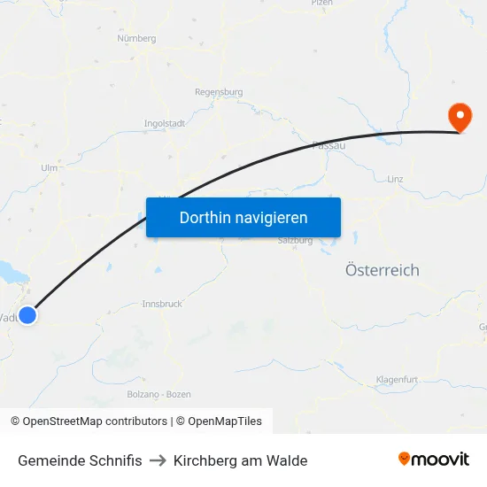 Gemeinde Schnifis to Kirchberg am Walde map