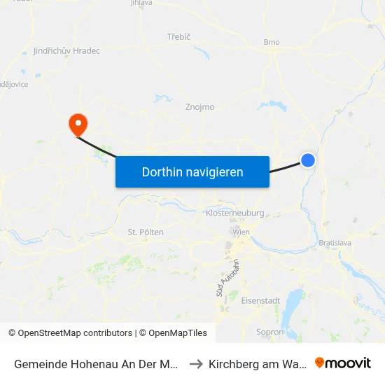 Gemeinde Hohenau An Der March to Kirchberg am Walde map