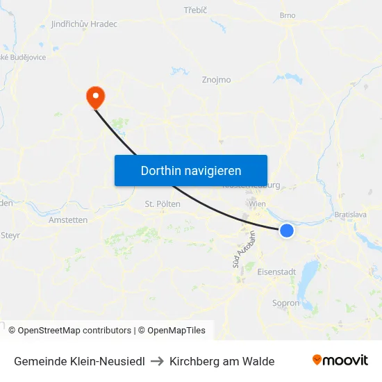 Gemeinde Klein-Neusiedl to Kirchberg am Walde map