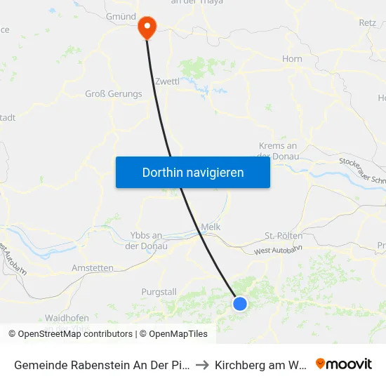 Gemeinde Rabenstein An Der Pielach to Kirchberg am Walde map