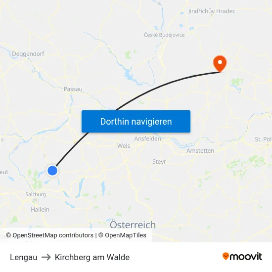 Lengau to Kirchberg am Walde map