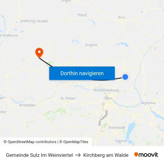 Gemeinde Sulz Im Weinviertel to Kirchberg am Walde map