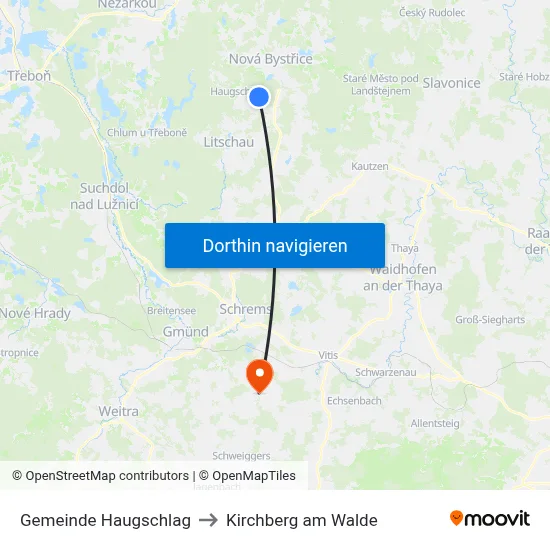 Gemeinde Haugschlag to Kirchberg am Walde map