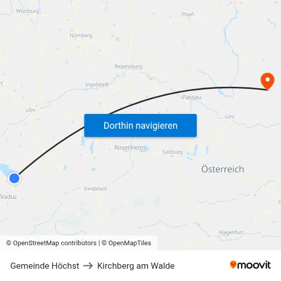 Gemeinde Höchst to Kirchberg am Walde map
