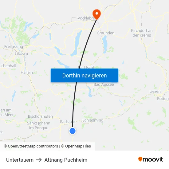 Untertauern to Attnang-Puchheim map