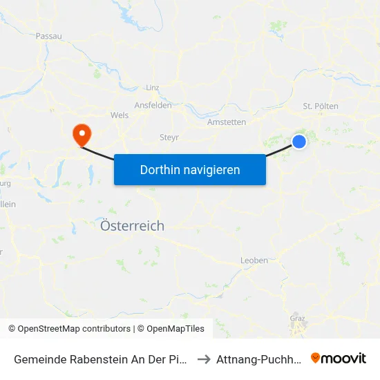 Gemeinde Rabenstein An Der Pielach to Attnang-Puchheim map