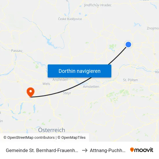 Gemeinde St. Bernhard-Frauenhofen to Attnang-Puchheim map