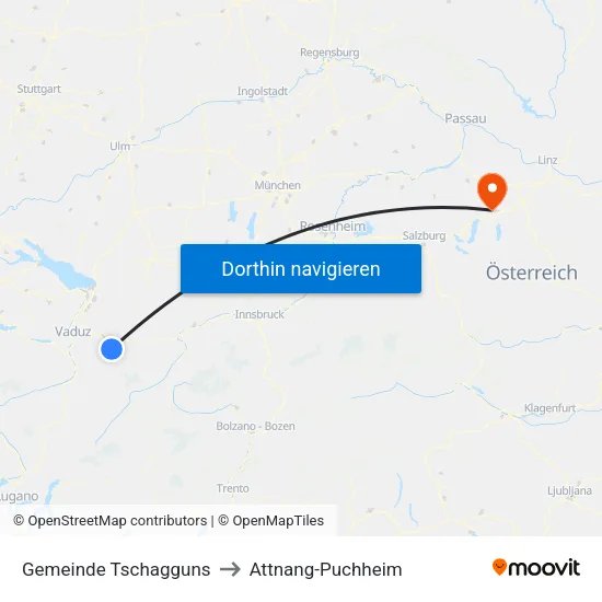 Gemeinde Tschagguns to Attnang-Puchheim map
