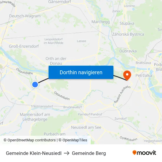 Gemeinde Klein-Neusiedl to Gemeinde Berg map