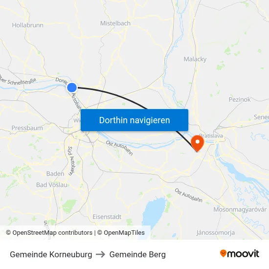 Gemeinde Korneuburg to Gemeinde Berg map