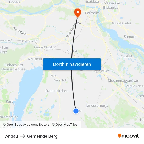 Andau to Gemeinde Berg map