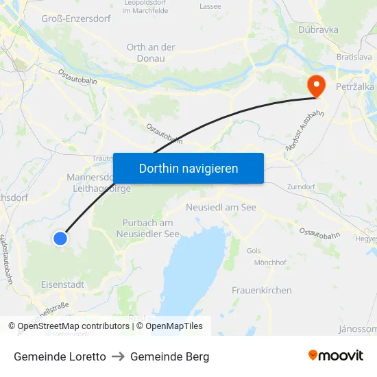 Gemeinde Loretto to Gemeinde Berg map