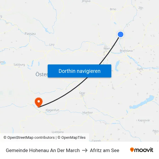 Gemeinde Hohenau An Der March to Afritz am See map