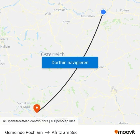 Gemeinde Pöchlarn to Afritz am See map