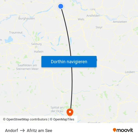 Andorf to Afritz am See map