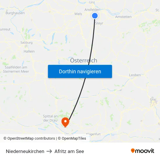 Niederneukirchen to Afritz am See map